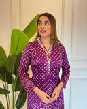 Purple Chinon Silk Kurta Set with Embroidery, Sequence & Zari Work