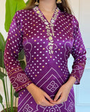 Purple Chinon Silk Kurta Set with Embroidery, Sequence & Zari Work