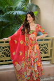 Elegant Floral Muslin Suit Set with Faux Blooming Dupatta