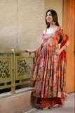 Elegant Floral Muslin Suit Set with Faux Blooming Dupatta