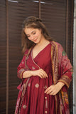 Pure Chinnon Silk Embroidery Sequence Gown & Dupatta Set