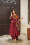 Pure Chinnon Silk Embroidery Sequence Gown & Dupatta Set