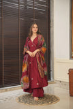 Pure Chinnon Silk Embroidery Sequence Gown & Dupatta Set